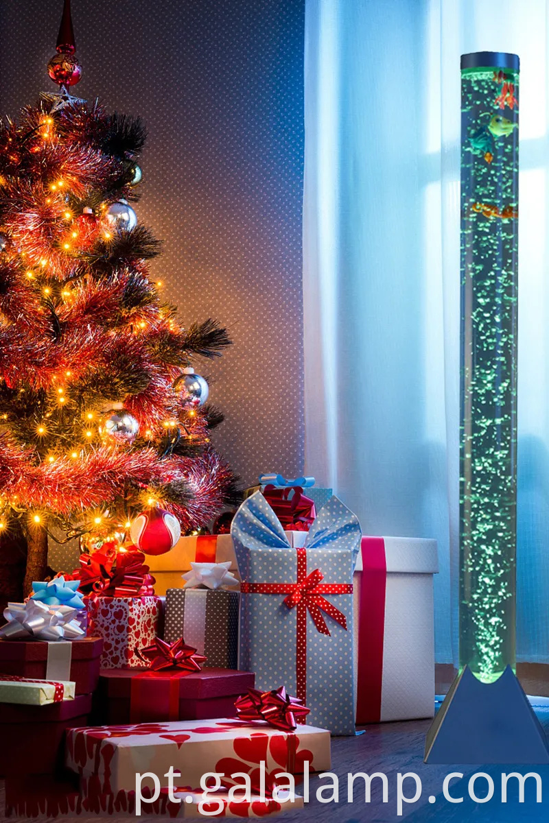 Aquário vibrante de bolha de fantasia LED com peixes coloridos e efeitos de luz